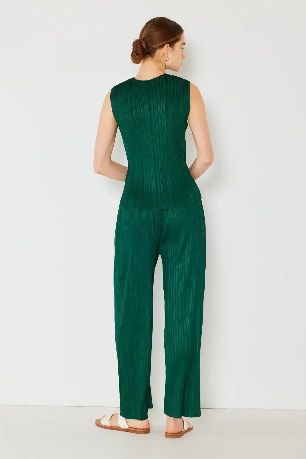 Women's Pleated Pants - Elastic-Waist Straight Pants-by Marina West Swim