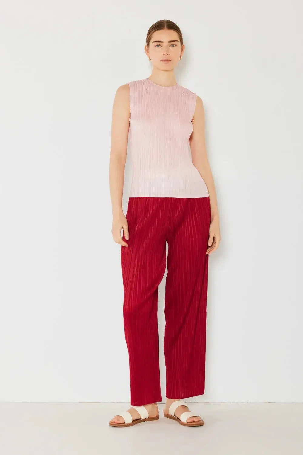 Women's Pleated Pants - Elastic-Waist Straight Pants-by Marina West Swim