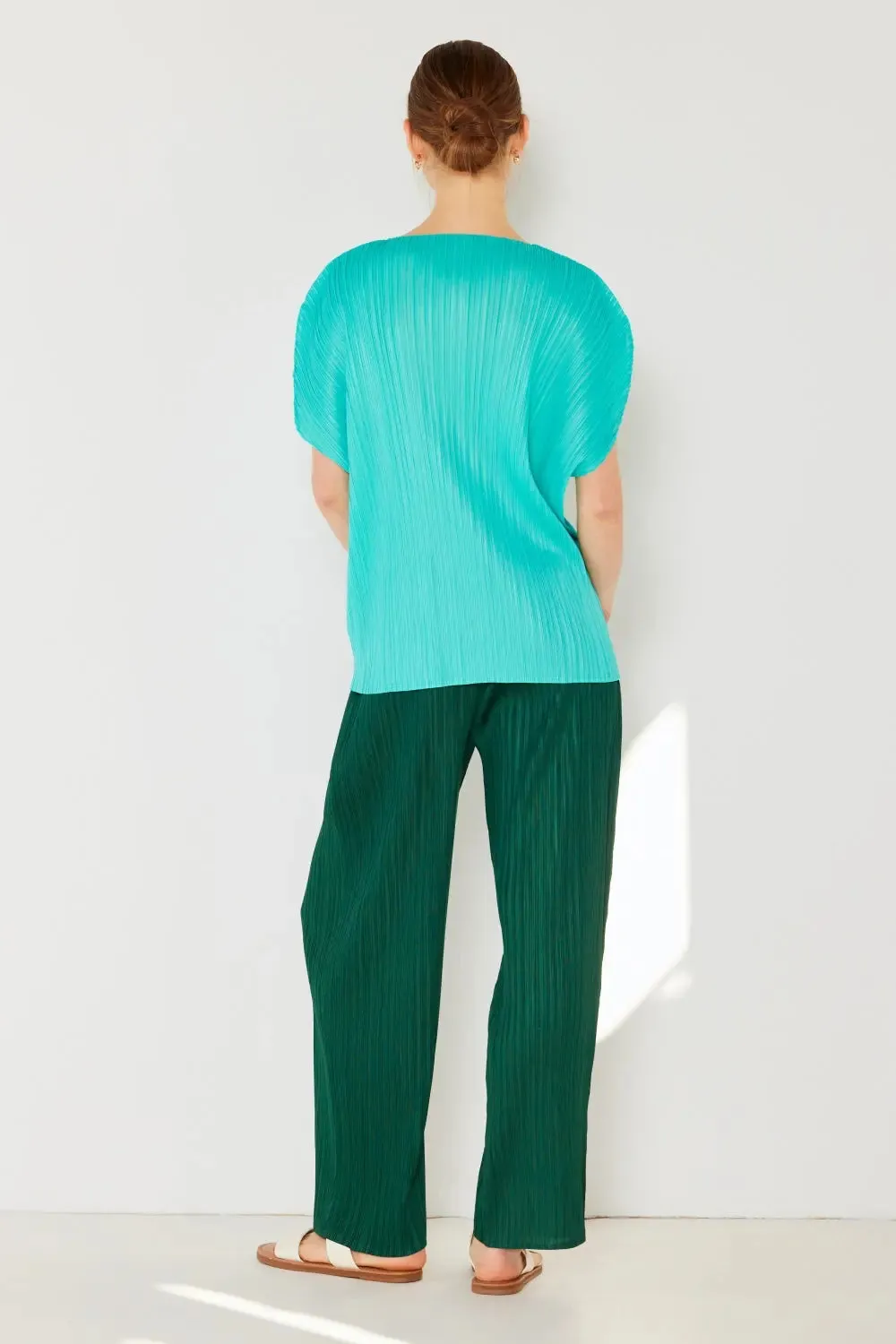 Women's Pleated Pants - Elastic-Waist Straight Pants-by Marina West Swim