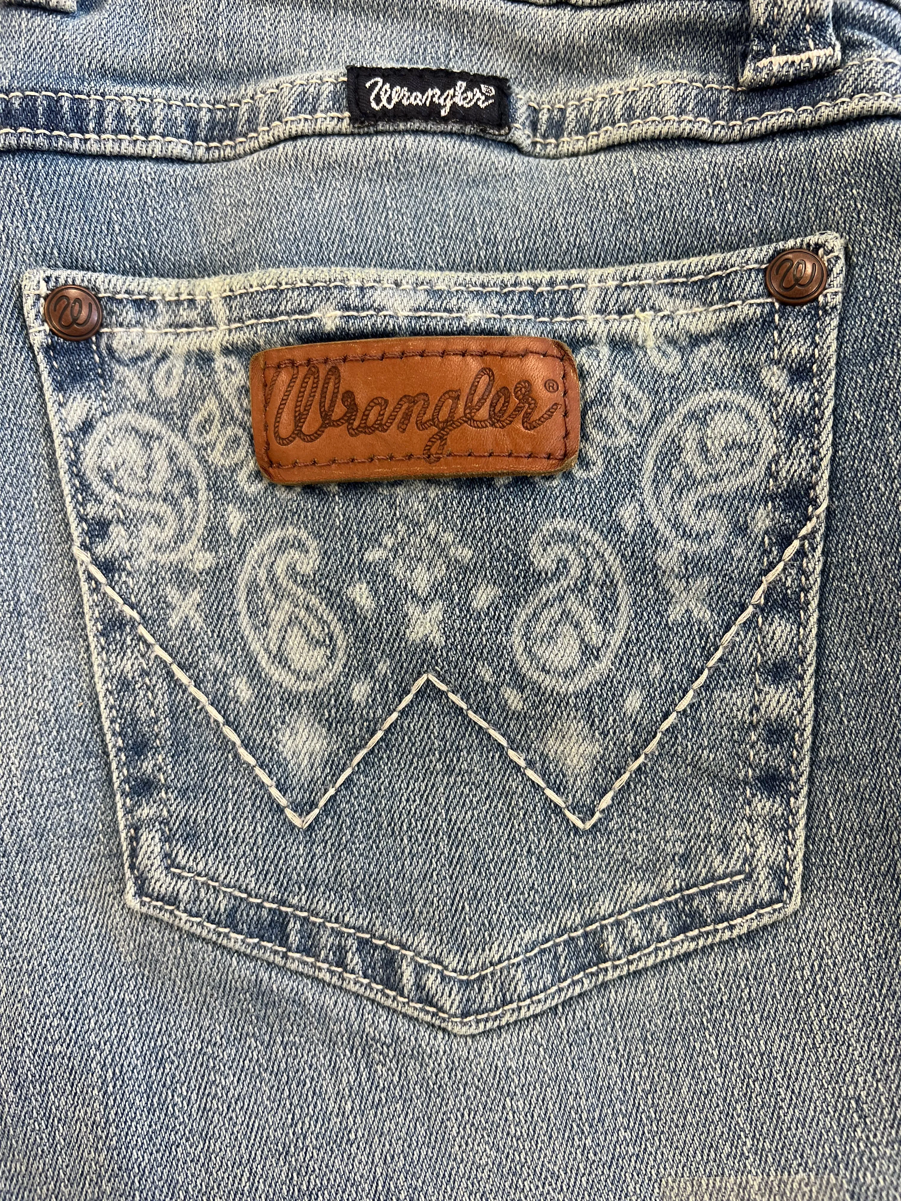 WRANGLER RETRO WOMENS MAE BOOTCUT PAISLEY POCKET JEANS